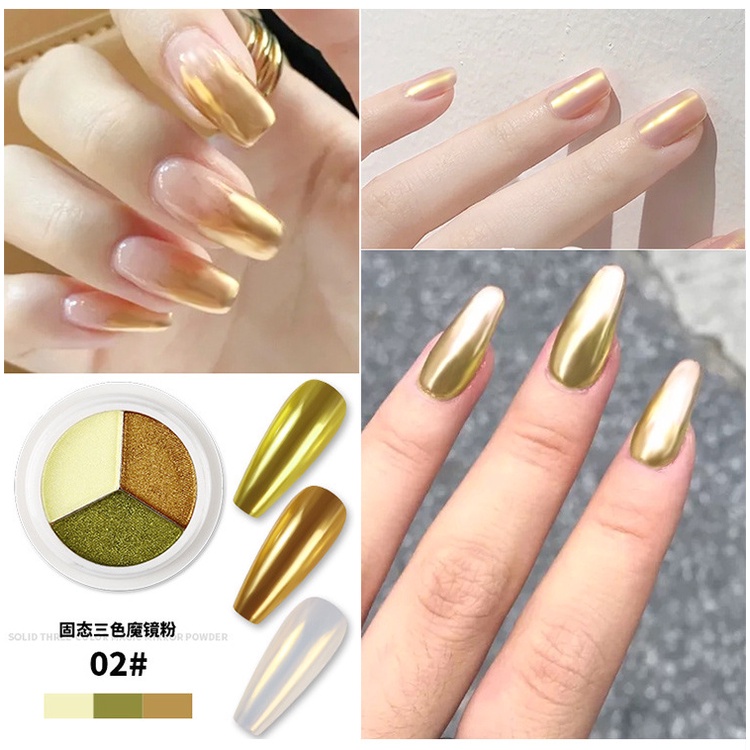 Tráng gương nén 3 màu - tráng gương nail