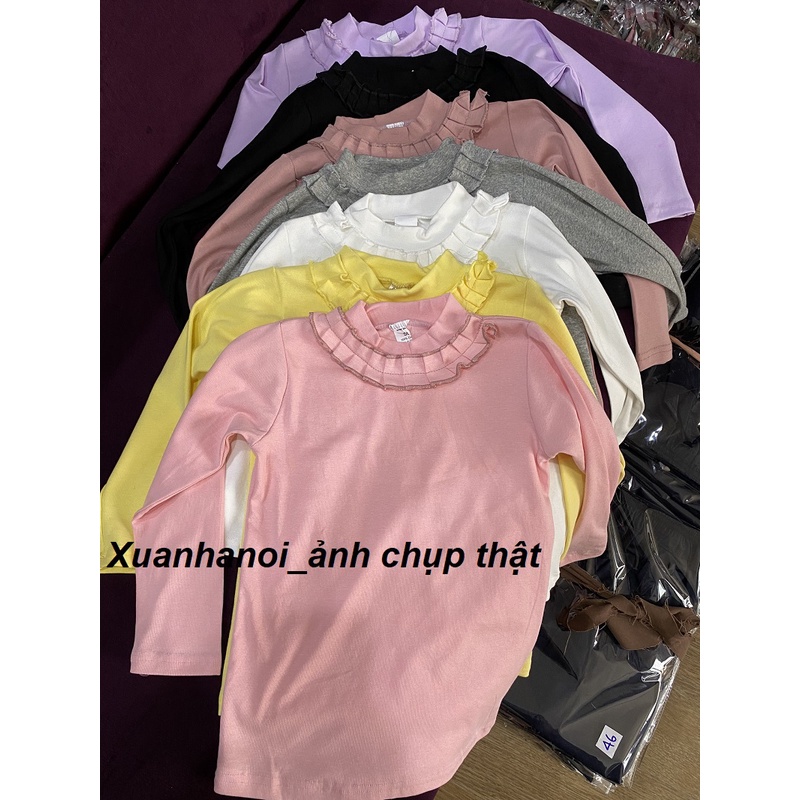 Áo giữ nhiệt áo cotton len cổ 3 phân bèo cổ cho bé gái 12-30kg 7 mầu XHN1099