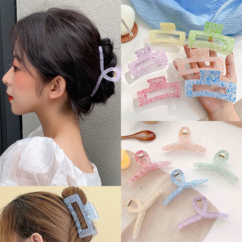 Kẹp tóc acrylic nhiều màu sắc thiết kế đơn giản phong cách Hàn Quốc