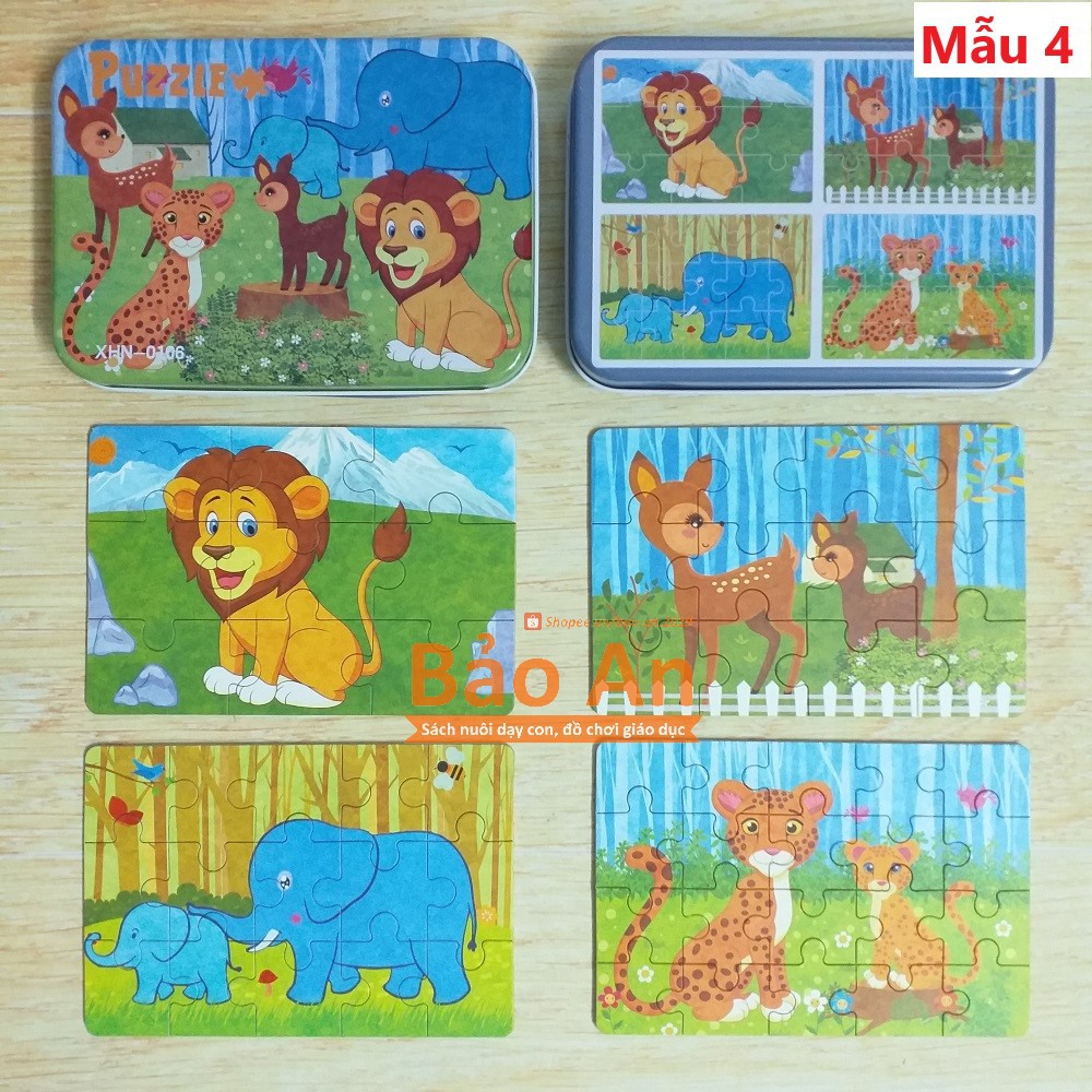 Ghép hình Puzzle hộp sắt 4 cấp độ