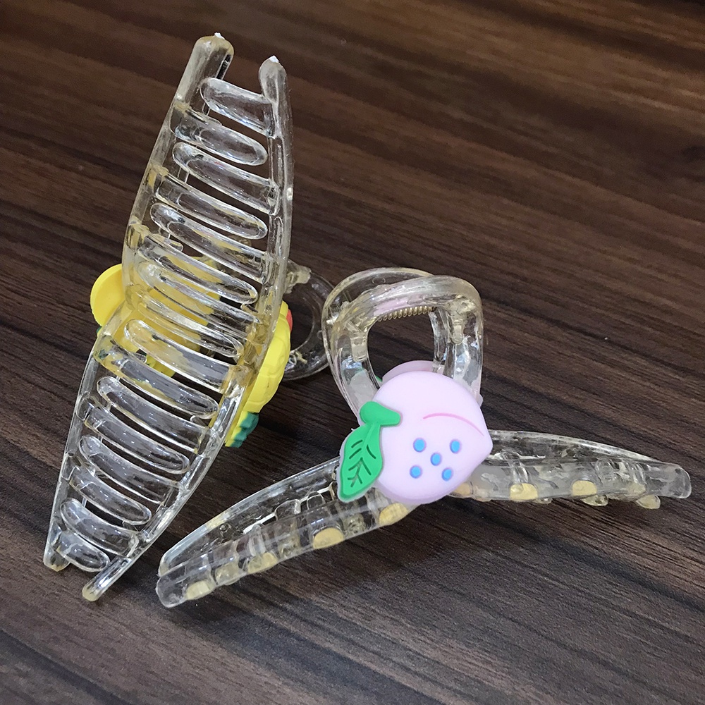 Kẹp tóc (gấp tóc) càng cua nhựa chữ T icon trái cây dẽo DTOnline (ngẫu nhiên)