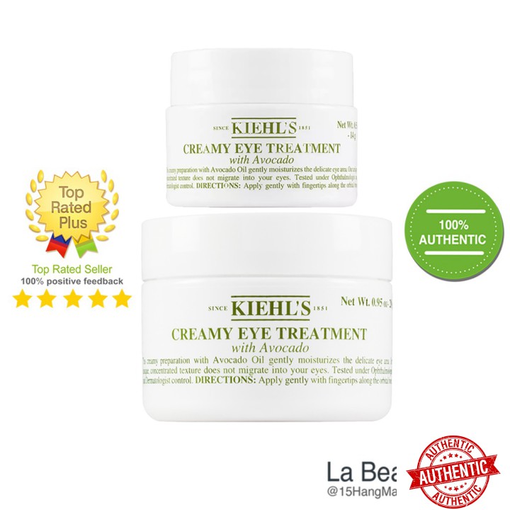 [Mã giảm giá mỹ phẩm chính hãng] Kiehl's Creamy Eye Treatment With Avocado - Kem Mắt, Dưỡng Ẩm Sâu [02 Loại Dung Tích: 1