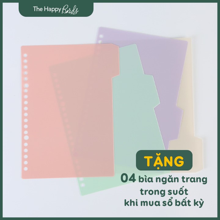 Sổ lò xo gáy còng B5, A5 planner bullet journal bìa trong ruột sổ còng refill caro, trơn, kẻ ngang - The Happy Birds