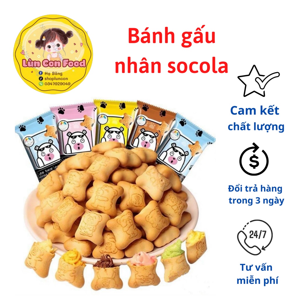 BÁNH GẤU NHÂN SOCOLA THƠM NGON GÓI MINI - Lùn Con Food