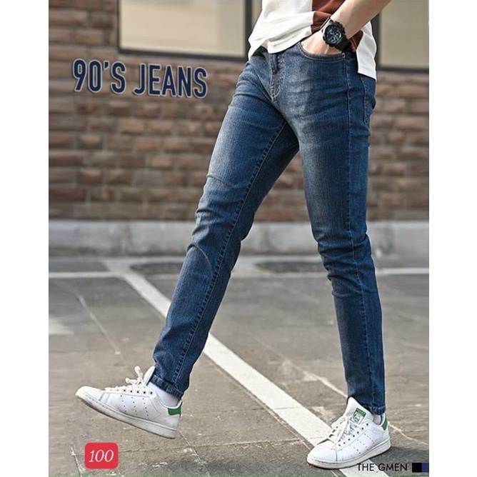Quần Jean Nam Rách Gối Chất Bò Ống Suông Màu Xanh - Quần Bò Nam Đẹp Cao Cấp Chất Jeasn Co Giãn Thời Trang MURADFASHION