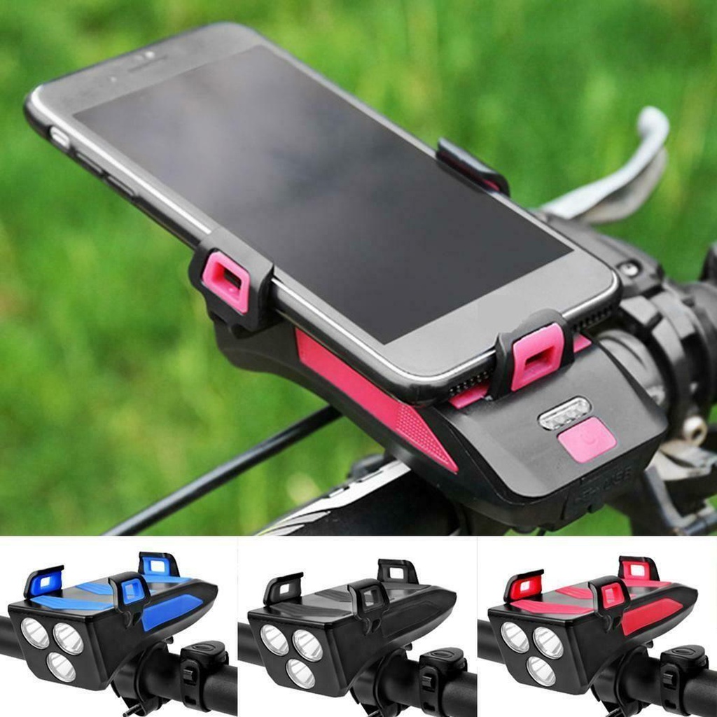 Giá Đỡ Điện Thoại Kiêm Còi Xe Đạp Đa Năng 4 Trong 1 Heceh