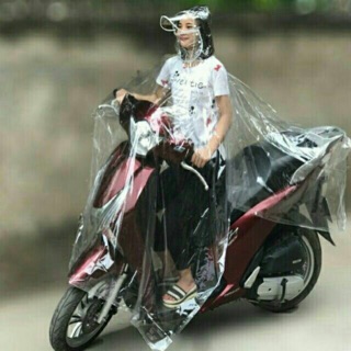 Áo mưa trắng trong ( ảnh thật- loại lớn 1m6)