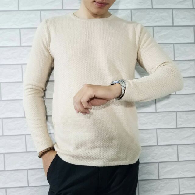 Áo len nam cổ tròn dệt lỗ chất đẹp | BigBuy360 - bigbuy360.vn