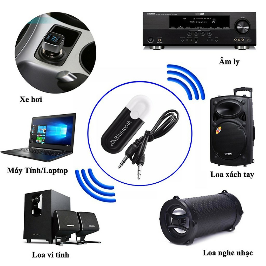 USB bluetooth BT-163 và HJX-001 - Bluetooth 5.0 Biến Loa Thường Thành Loa Bluetooth