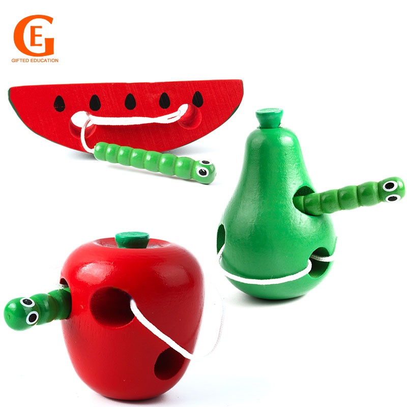 Đồ Chơi Hình Sâu Bướm Ăn Táo Bằng Gỗ Dành Cho Trẻ Em