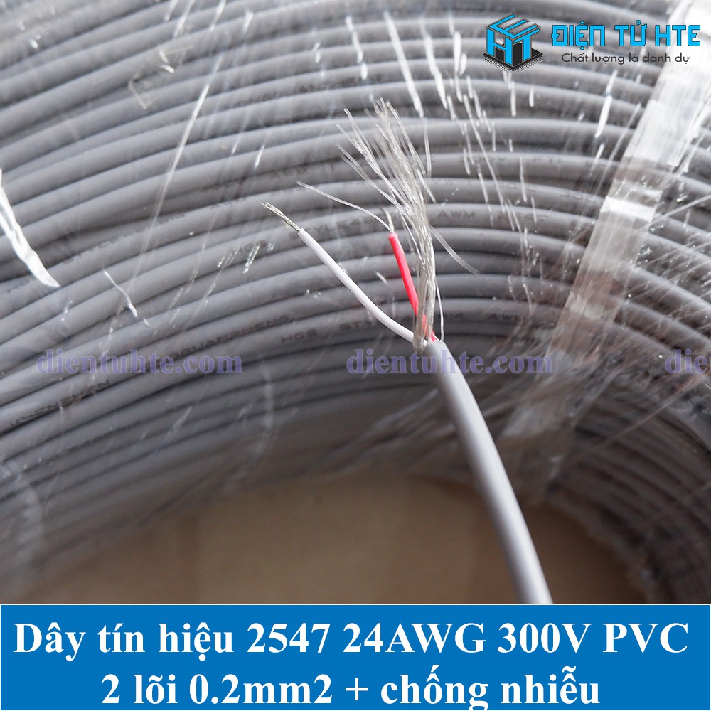 Dây tín hiệu 2547 24AWG 2 lõi 0.2mm2 + chống nhiễu chuyên dùng tín hiệu audio