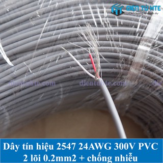 Combo 5 mét Dây tín hiệu 2547 24AWG 2 lõi 0.2mm2 + chống nhiễu chuyên dùng tín hiệu audio [HTE Quy Nhơn CN2]