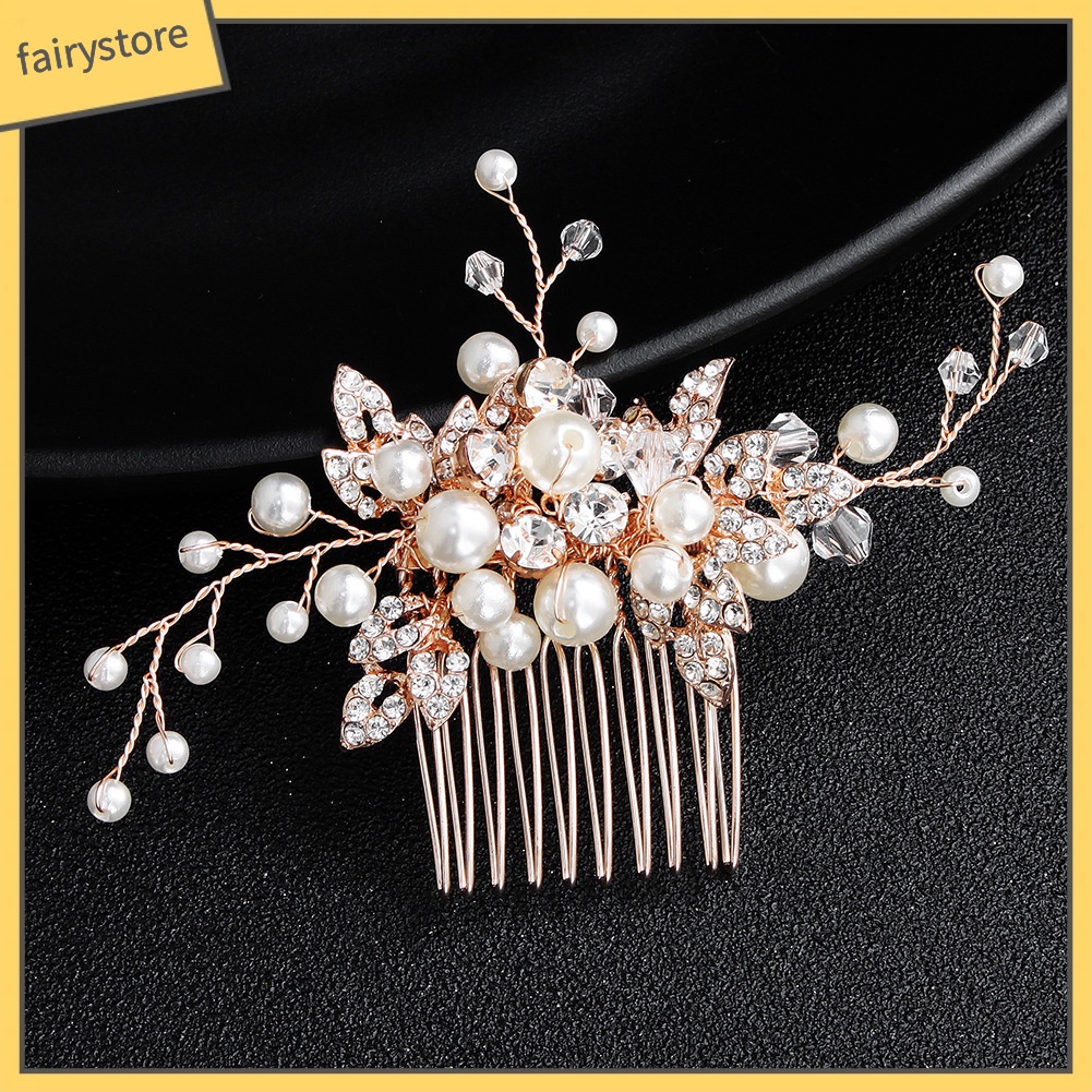 Trâm Cài Tóc Hình Nhánh Cây Đính Đá &amp; Ngọc Trai Giả Phong Cách Vintage