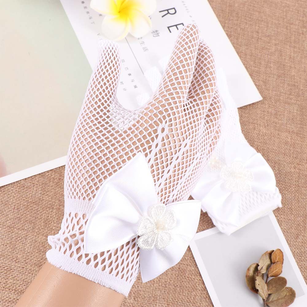 Găng tay công chúa phối ren hoa màu trơn xinh xắn cho bé gái