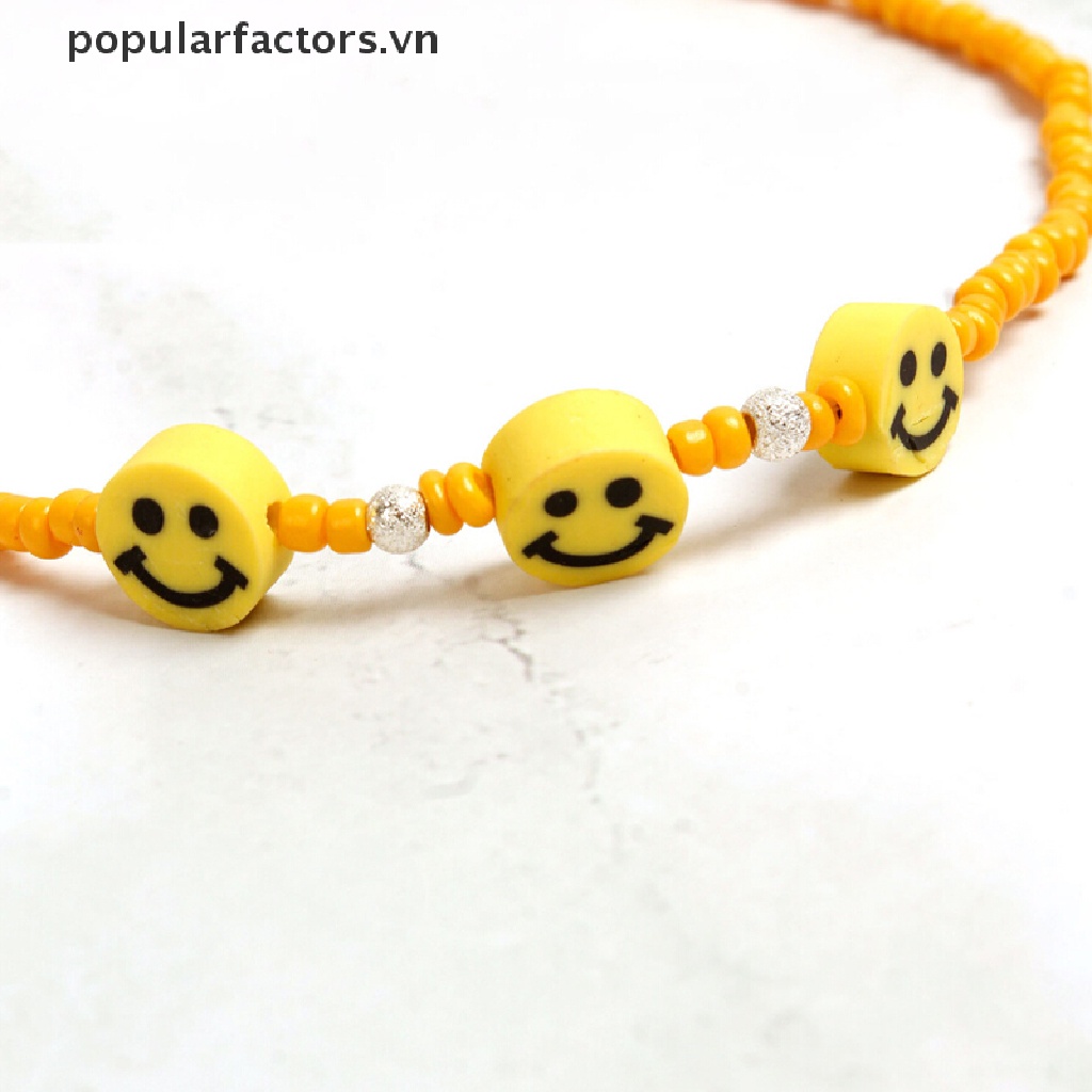 Vòng Cổ Choker Mặt Cười Xỏ Hạt Nhiều Màu Phong Cách Bohemia