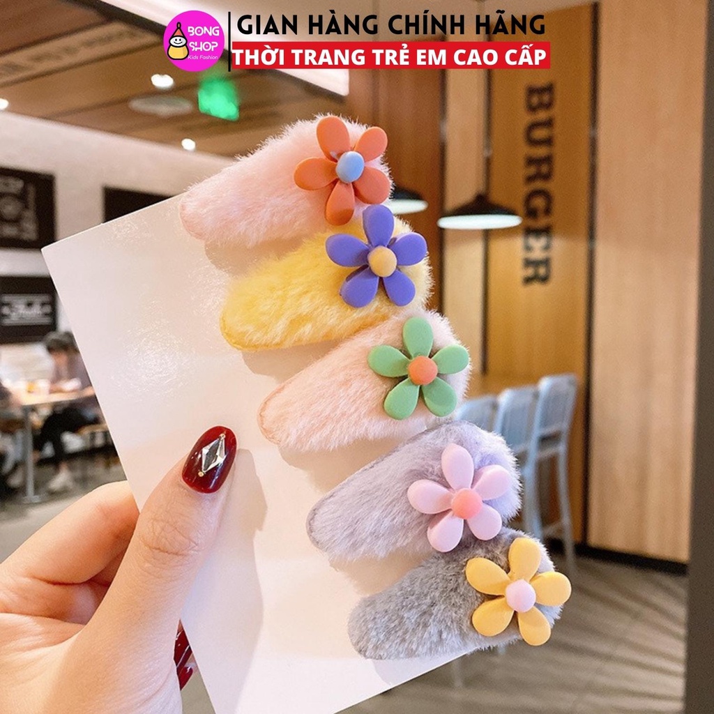 Set 5 kẹp tóc lông nhung cho bé siêu xinh phong cách hàn quốc
