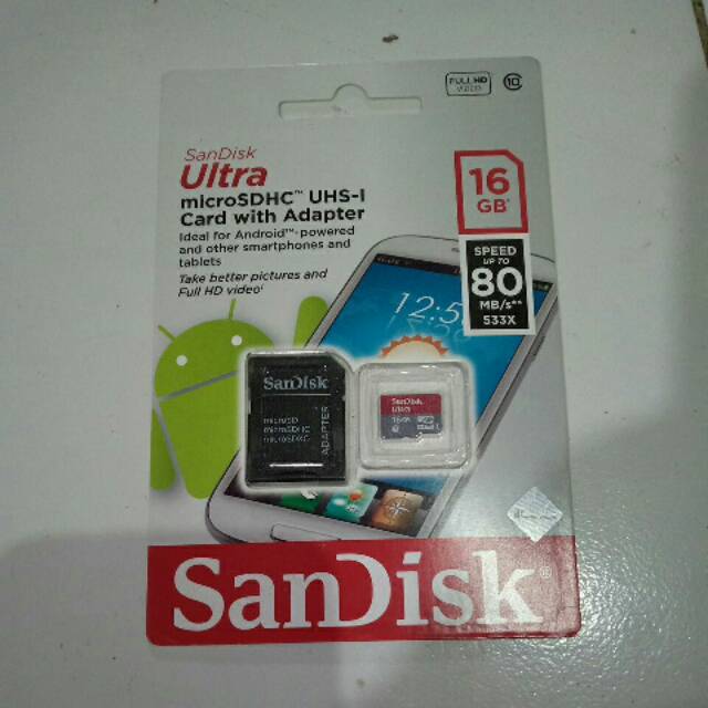 Bộ Chuyển Đổi Sandisk 16gb Micro Sd Tốc Độ 80 Mbps Plus