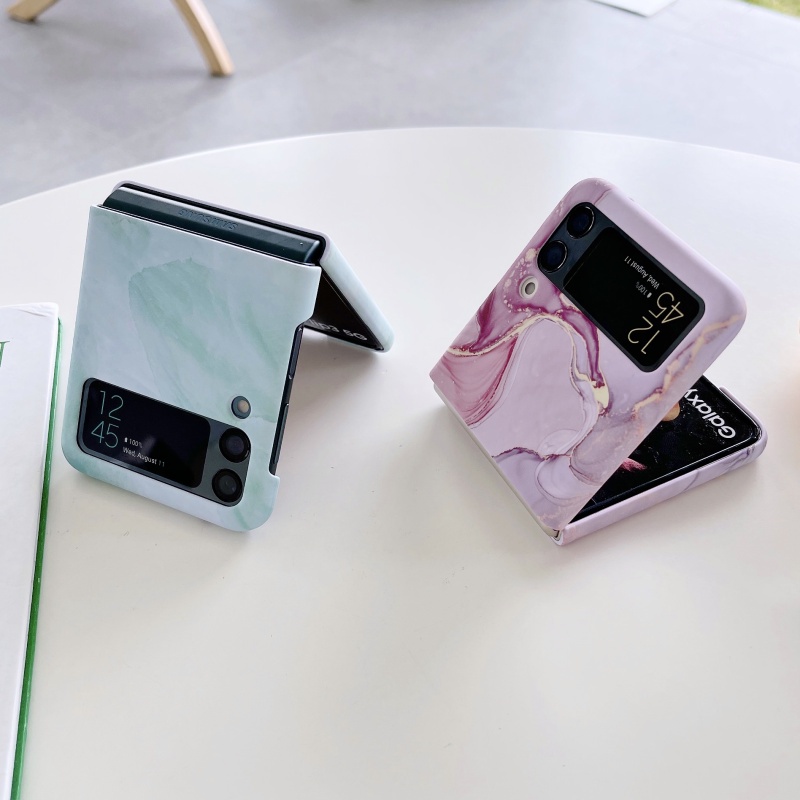 Ốp Điện Thoại PC Cứng Họa Tiết Cẩm Thạch Màu Nước Cho Samsung Galaxy Z Flip 3 Z Flip 4