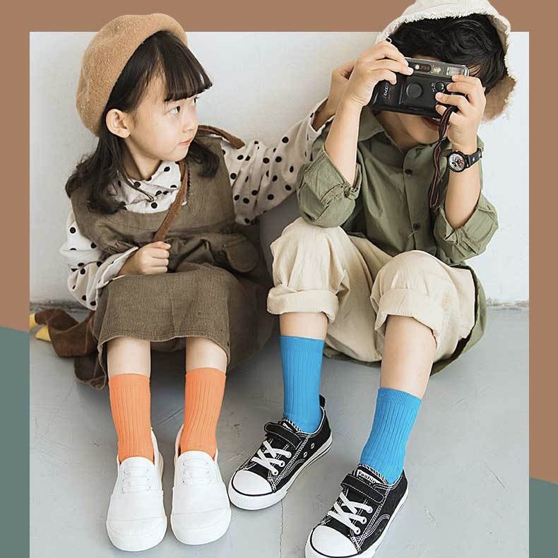 Tất Gân Cao Cổ  𝑭𝒓𝒆𝒆𝒔𝒉𝒊𝒑Lố 4 đôi Tất Len Vintage Cho Bé Vớ Trẻ Em Hàn Quốc -SAMKID