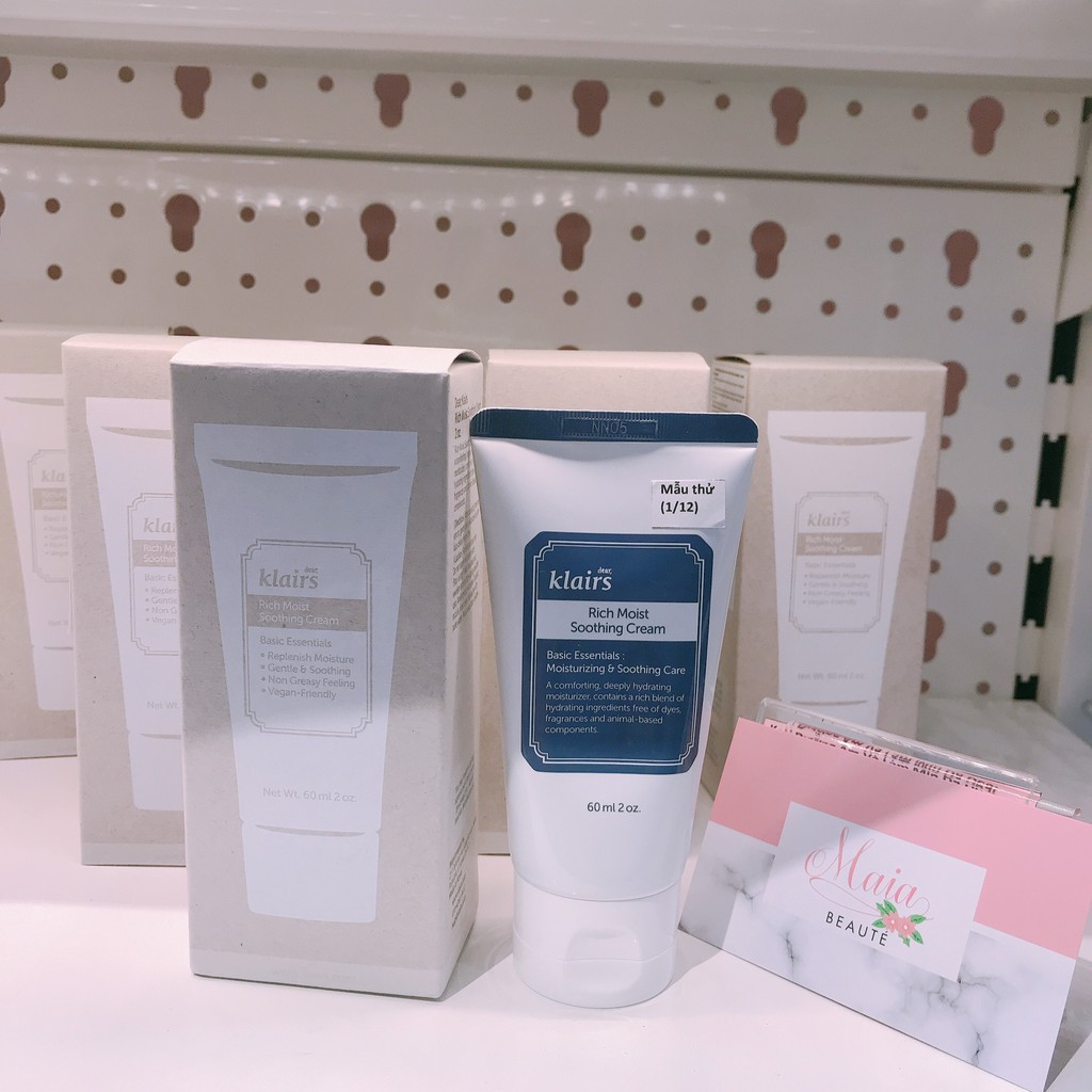 [CÓ BILL-CHÍNH HÃNG 100%] Kem Dưỡng Ẩm Và Làm Mịn Da Dear Klairs Rich Moist Soothing Cream 60ml