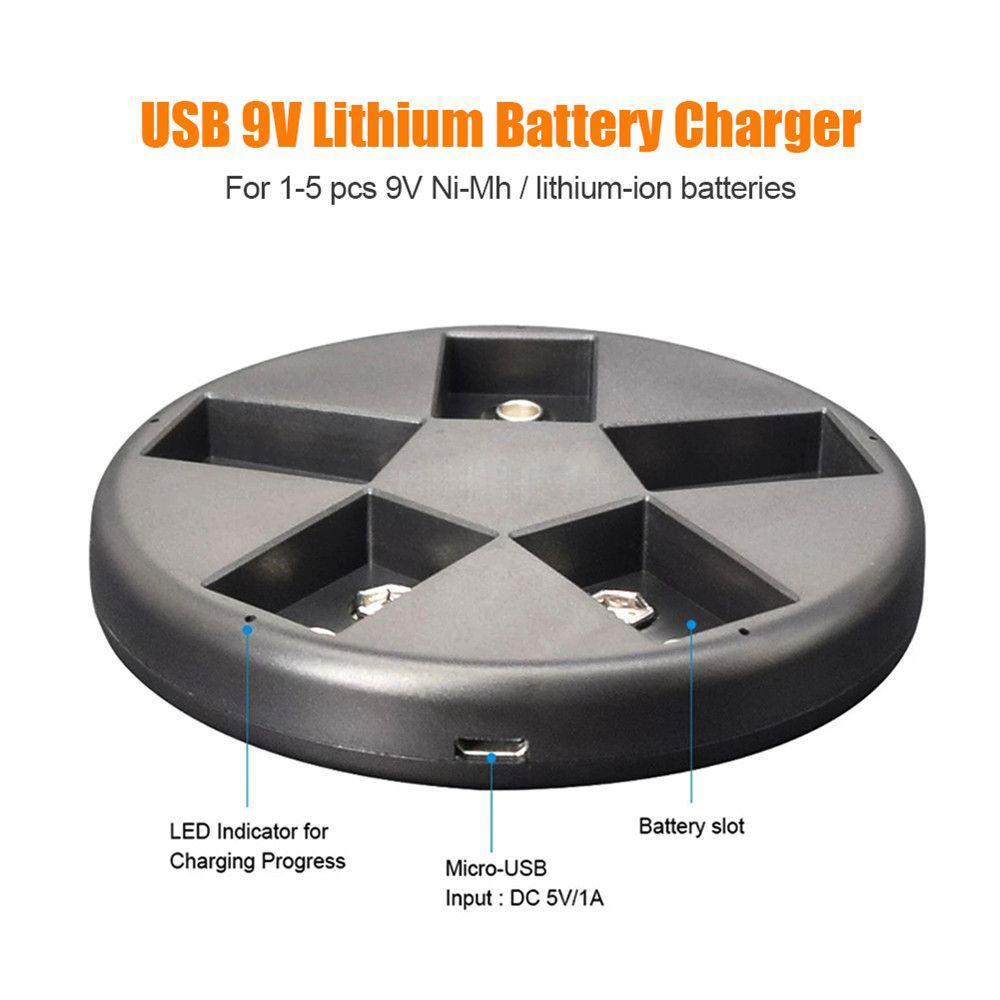 BTLIMER Đế Sạc Nhanh Thông Minh Có Đèn LED Chỉ Báo Cho Pin Li-ion 6F22 9V Ni-MH Ni-CD