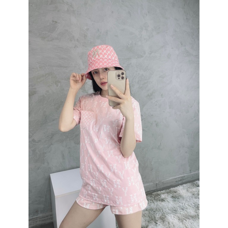 (HÀNG XUẤT XỊN) Mũ / Nón Bucket hồng nhiều logo N13 MONOGRAM BUCKET HAT PINK/WHITE Made in Viet/nam full tem tag One siz