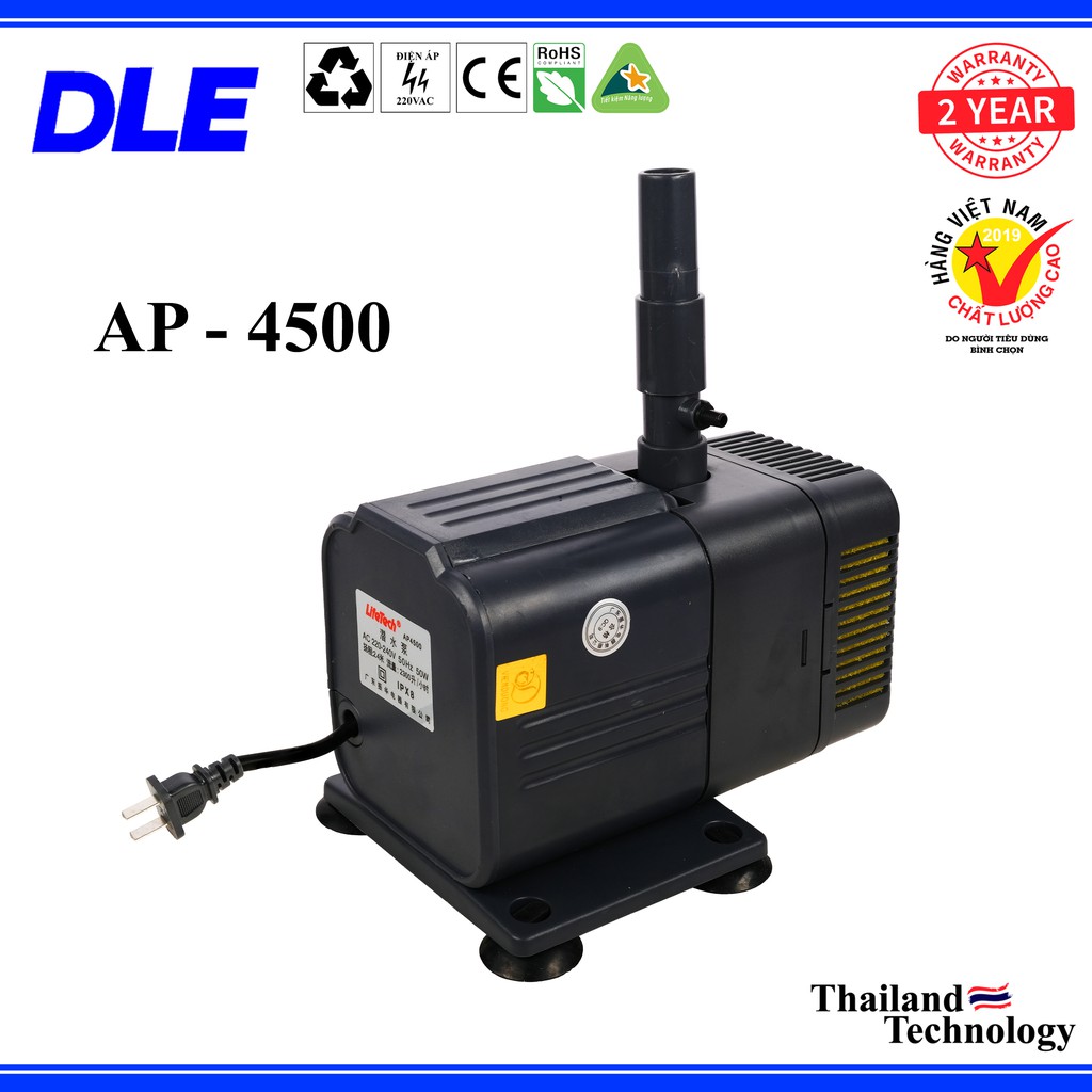 MÁY BƠM LỌC NƯỚC HỒ CÁ CAO CẤP LIFETECH AP 4500 - CÔNG SUẤT 50W - LƯU LƯỢNG NƯỚC 2300 LÍT/1H - ĐẨY CAO 2M5