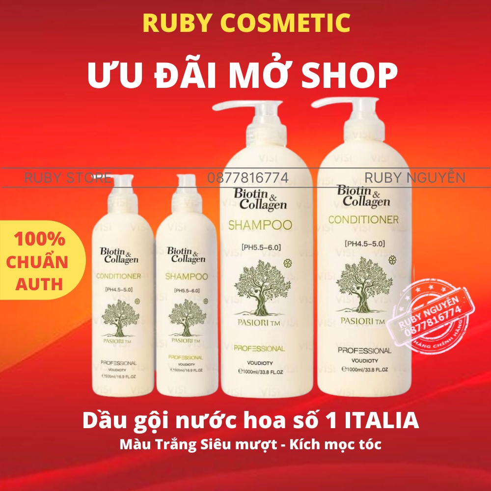 Dầu Gội Cặp Biotin Collagen Voudioty 500ml-1000ml Ngăn Ngừa Rụng Tóc Giảm Gàu Kiềm Dầu CHÍNH HÃNG Ý - RUBY STORE