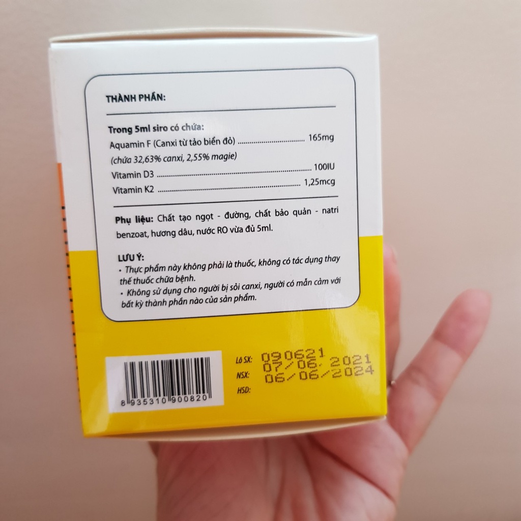 Siro Canxi từ Tảo  Aquababy Cho Bé phát triển chiều cao và thể chất - Hộp 20 gói x 5ml - Aquamin F nhập khẩu Anh Quốc