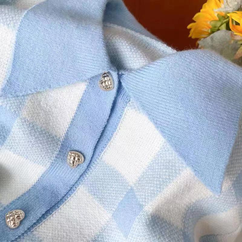 Áo Khoác Cardigan Dệt Kim Họa Tiết Sọc Caro  tao bao