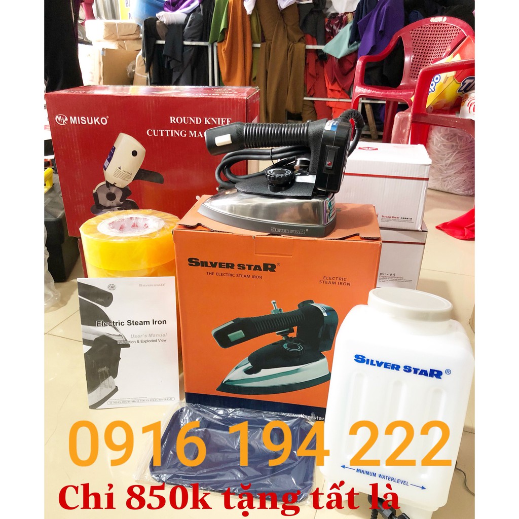 Bàn là ủi hơi nước công nghiệp Silver Star + tặng tất là chống bóng