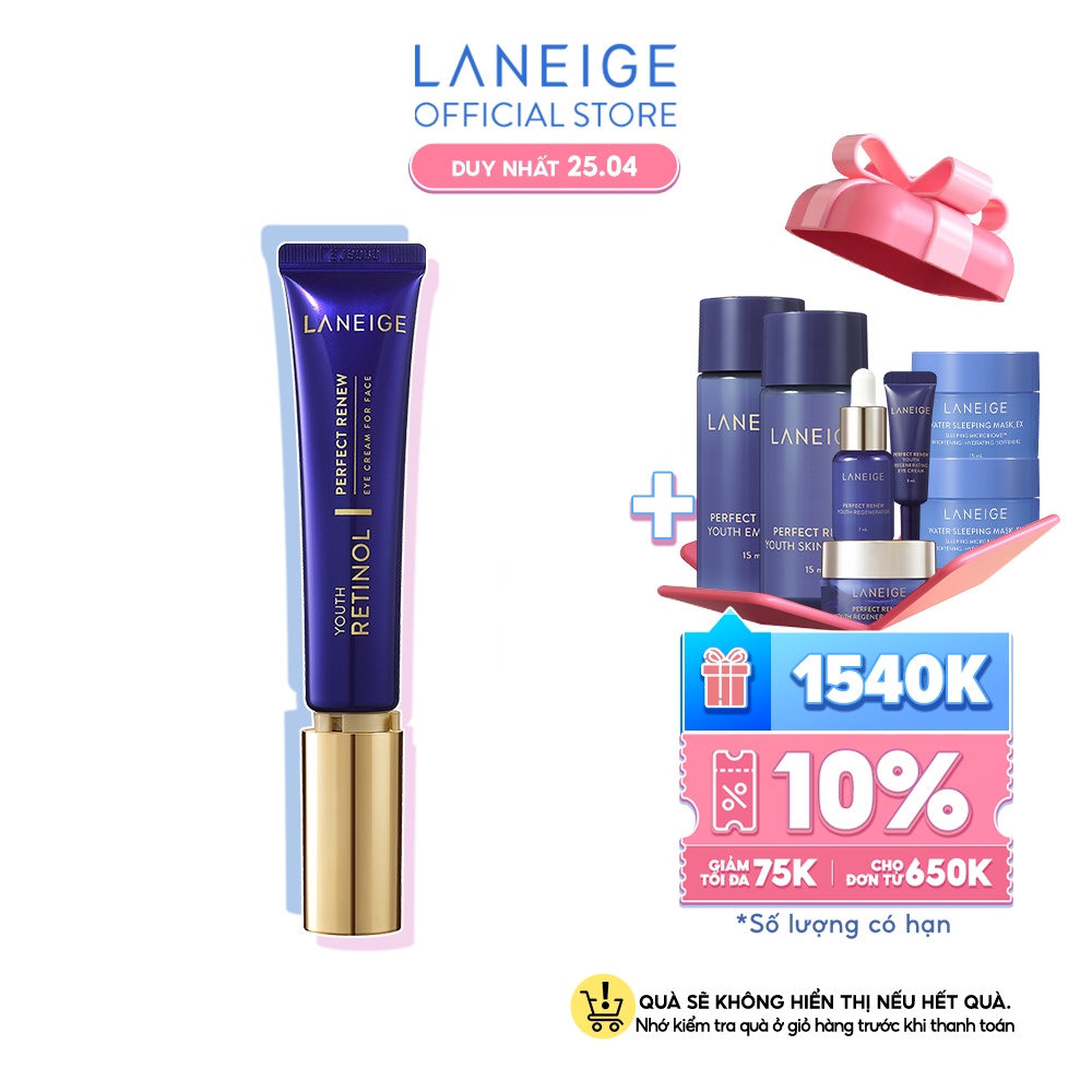 Kem ngăn ngừa lão hóa chứa Retinol cho da mắt và da mặt Perfect Renew Retinol Laneige Eye Cream 30ml