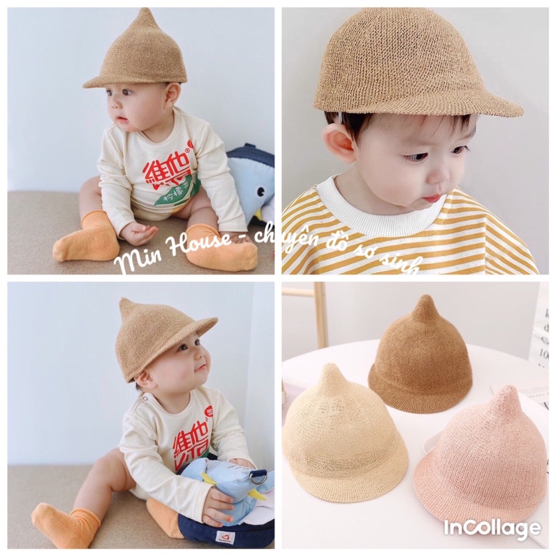 Mũ Cói Mềm Hình Củ Tỏi Siêu Đáng Yêu Cho Bé 6-24 Tháng