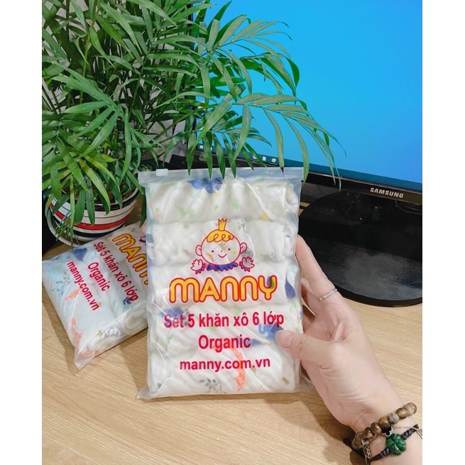 Set 5 khăn xô 6 lớp, khăn rửa mặt cho bé hàng xuất khẩu mềm mại