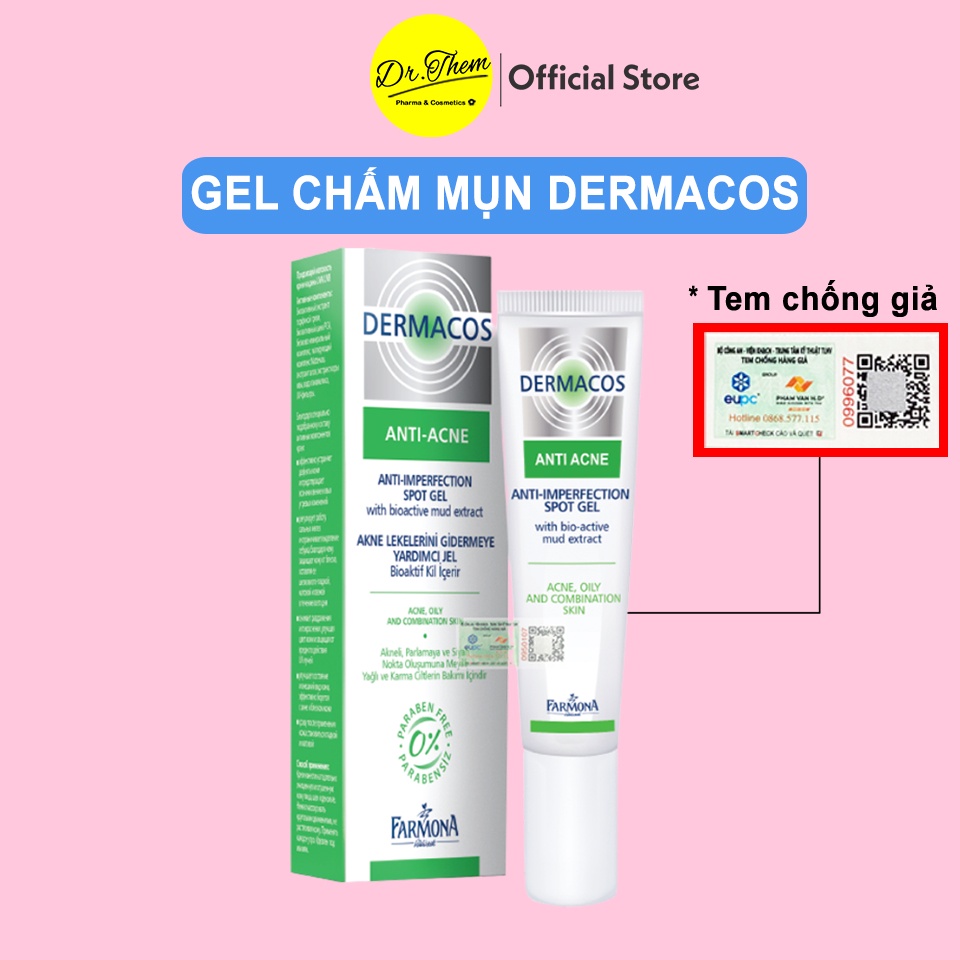 DERMACOS Gel Chấm Mụn Farmona Dermacos Anti Acne Imperfection Spot Gel - Kem giảm Mụn, Chứa Bùn Hoạt Tính