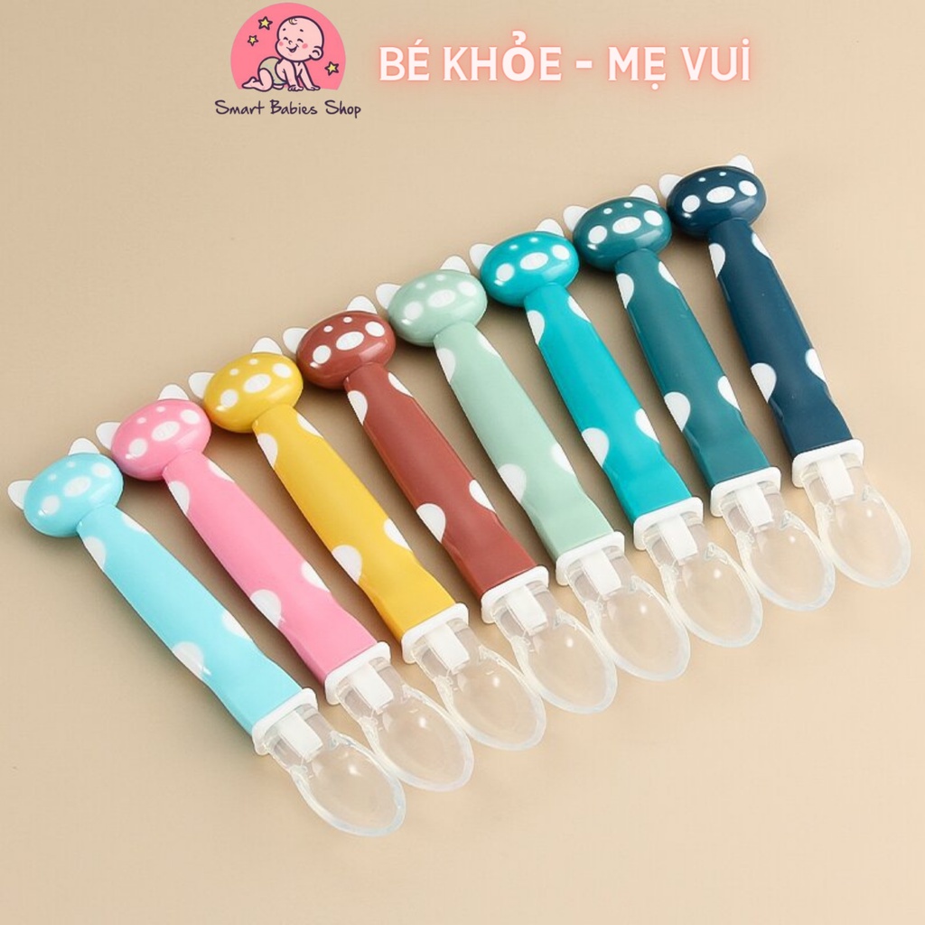 Thìa ăn dặm silicon siêu mềm hình đầu mèo an toàn cho bé