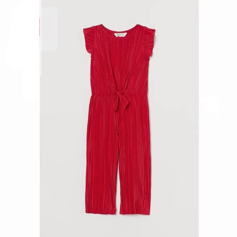 Jumpsuit đỏ xếp ly dư xịn cho bé gái