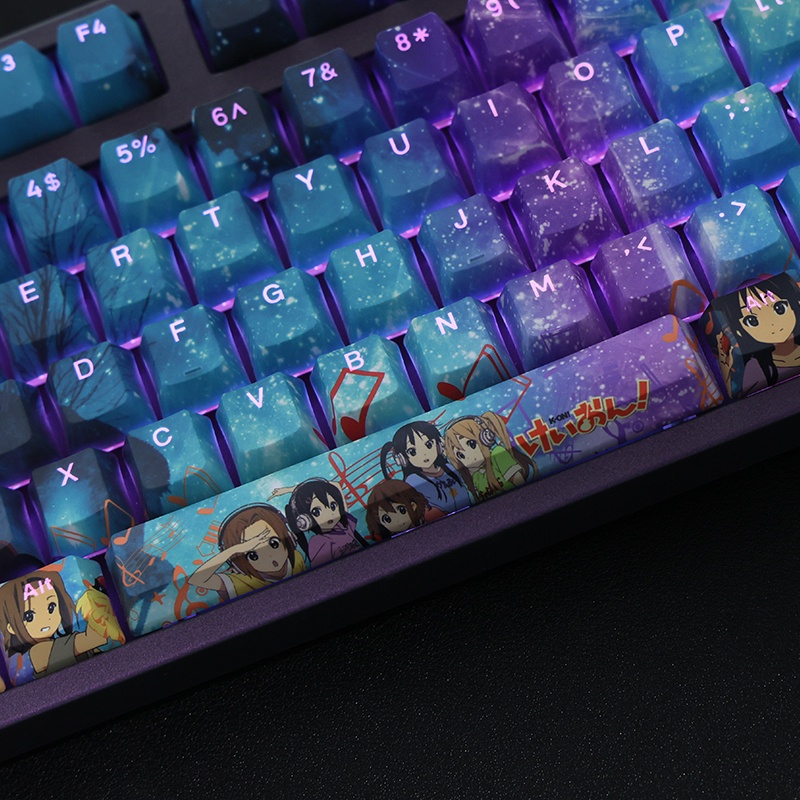 K-ON Theme Keycaps Hirasawa Yui Keycaps OEM Profile PBT Thuốc nhuộm thăng hoa Bàn phím cơ Keycaps Anime Keycaps ThroughL Light Keycaps 108 phím