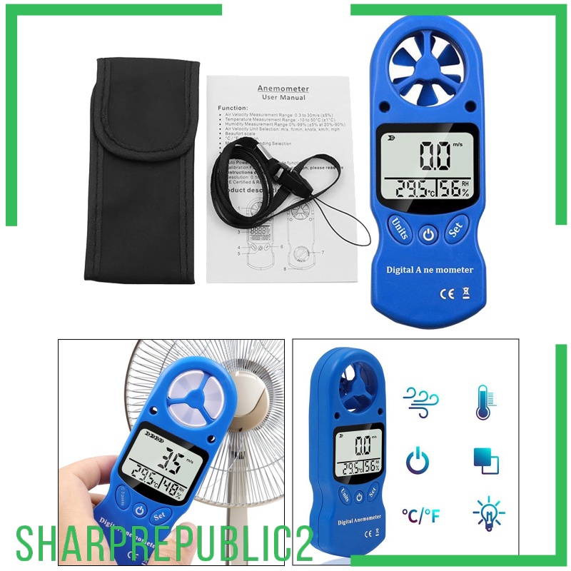 Digital Anemometer Handheld Wind Speed Meter for Measuring Wind Speed Black