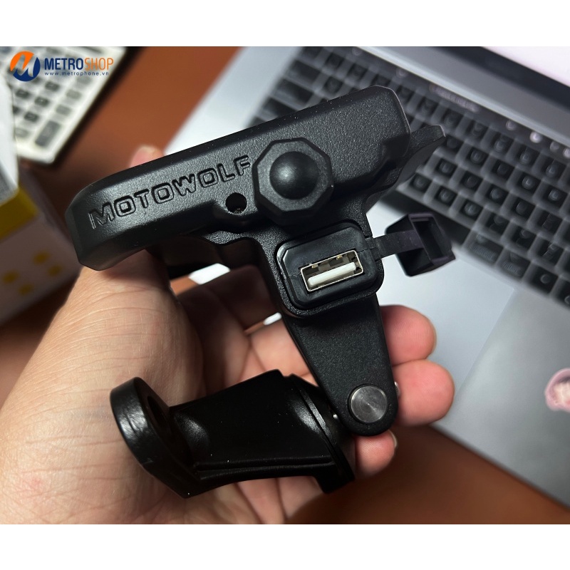 GIÁ ĐỠ ĐIỆN THOẠI MOTOWOLF CÓ SẠC GẮN CHÂN KÍNH