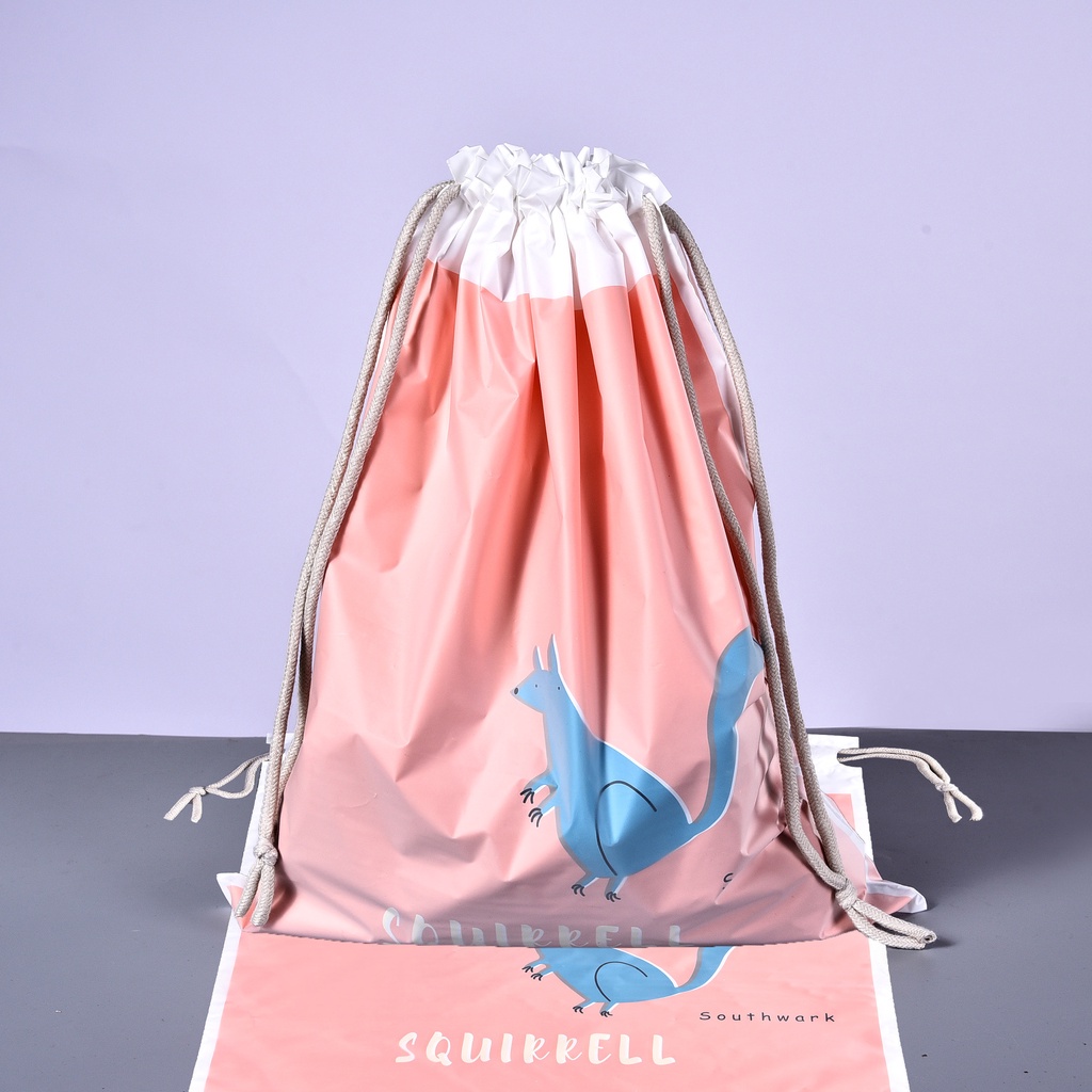 Túi Dây Rút PEVA Hai Lớp Chống Ẩm Chống Bụi Đựng Giày Dép Đi Du Lịch Họa Tiết Hoạt Hình Mới