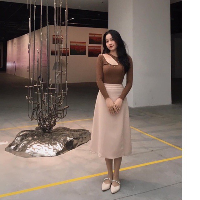 [ảnh thật] chân váy xẻ dài