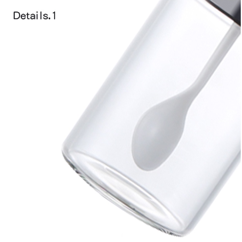 Hũ đựng gia vị thuỷ tinh lọ gia vị kèm thìa trong suốt có nắp đậy màu đen ngăn bụi bẩn côn trùng có thể tháo rời vệ sinh