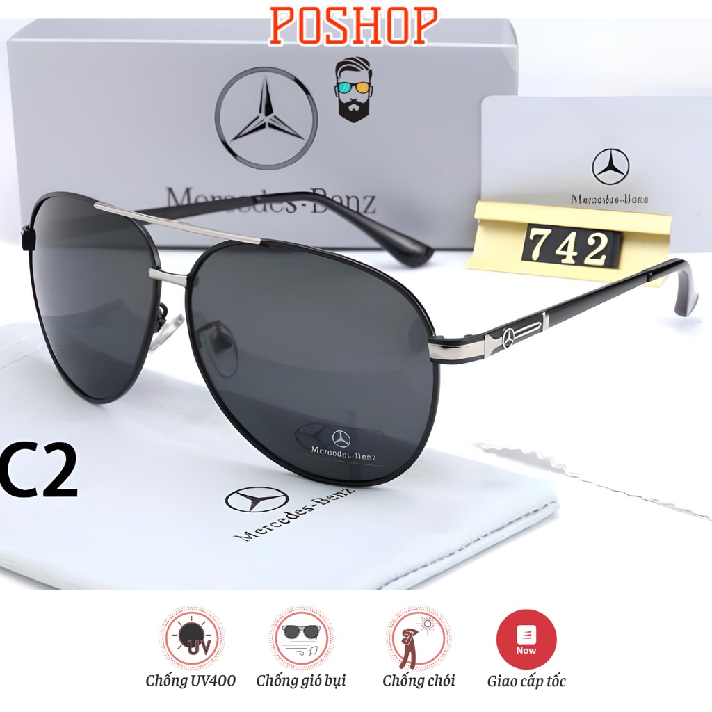 Mắt Kính râm nam POSHOP gọng kim loại lịch lãm thời trang dễ đeo với tròng phân cực polaroid chống chói uv400 M2