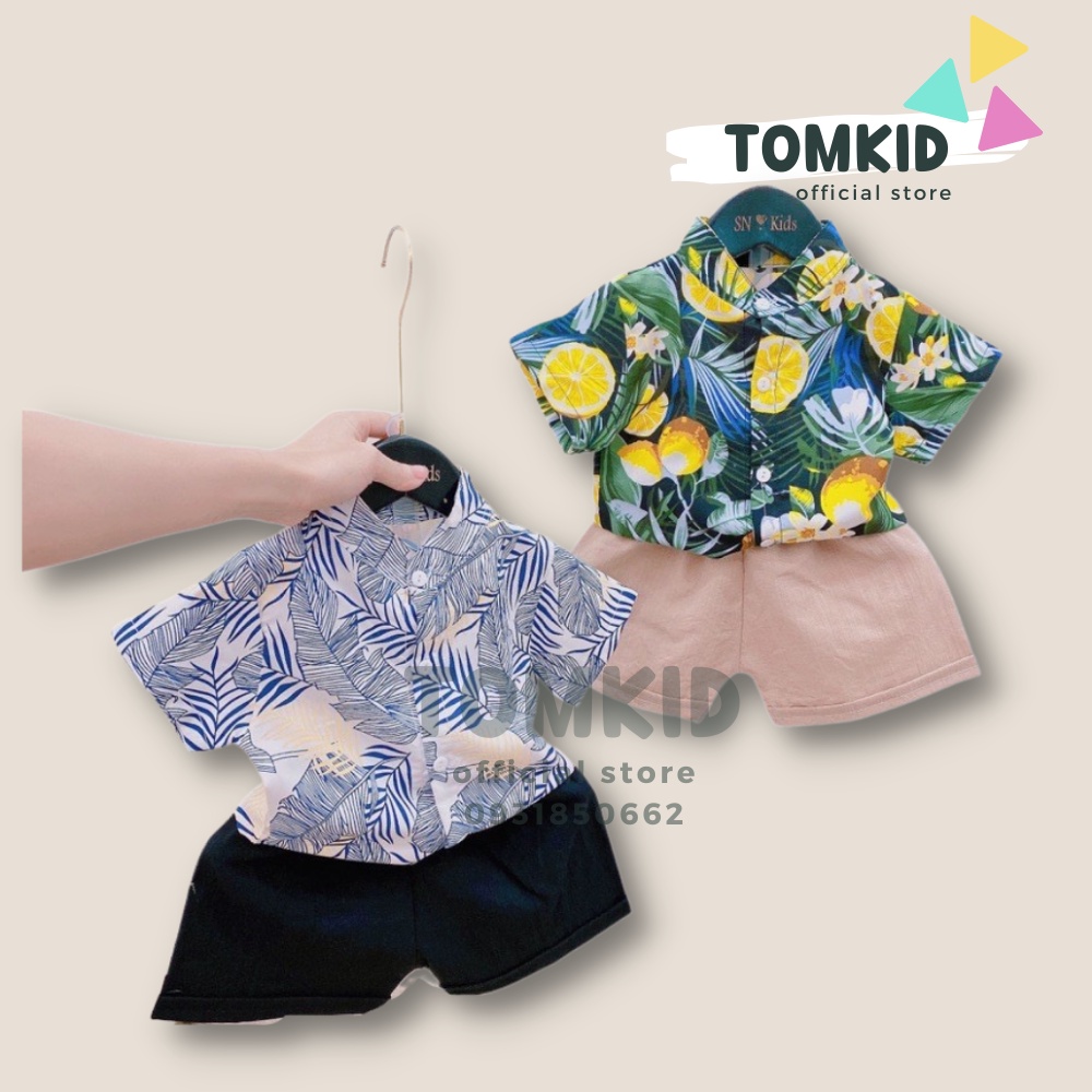 Đồ đi biển cho bé trai, Áo sơ mi cho bé chất tơ đũi siêu mát 7-20kg TomKids