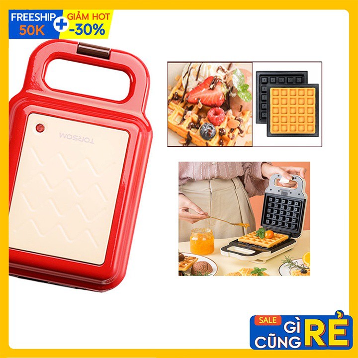 Máy làm bánh đa năng mini, nướng bánh tổ ong waffle Torsom