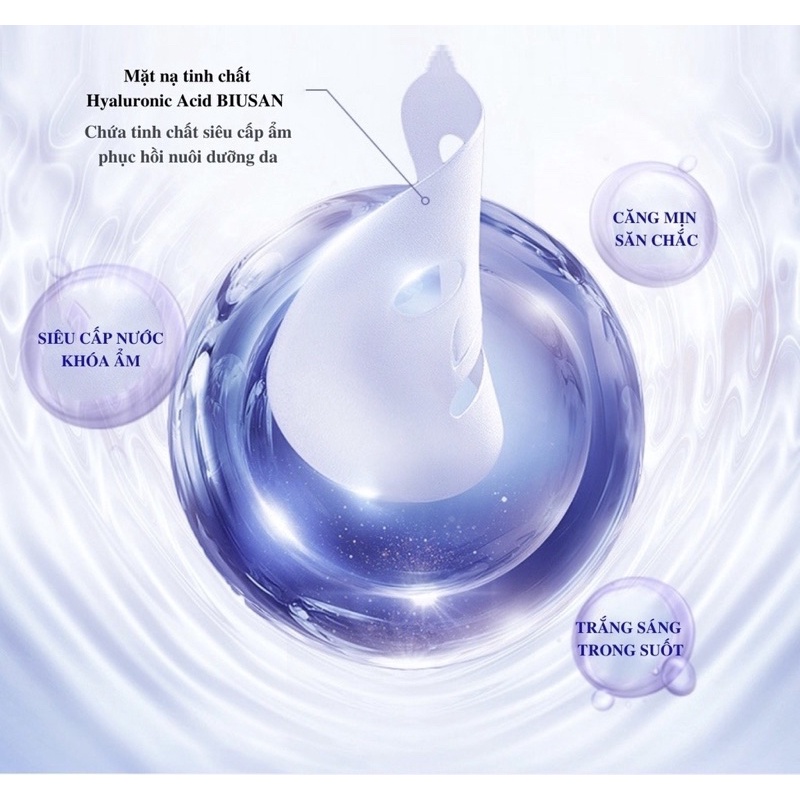 Mặt nạ cấp nước, trắng da Hyaluronic Acid Biusan