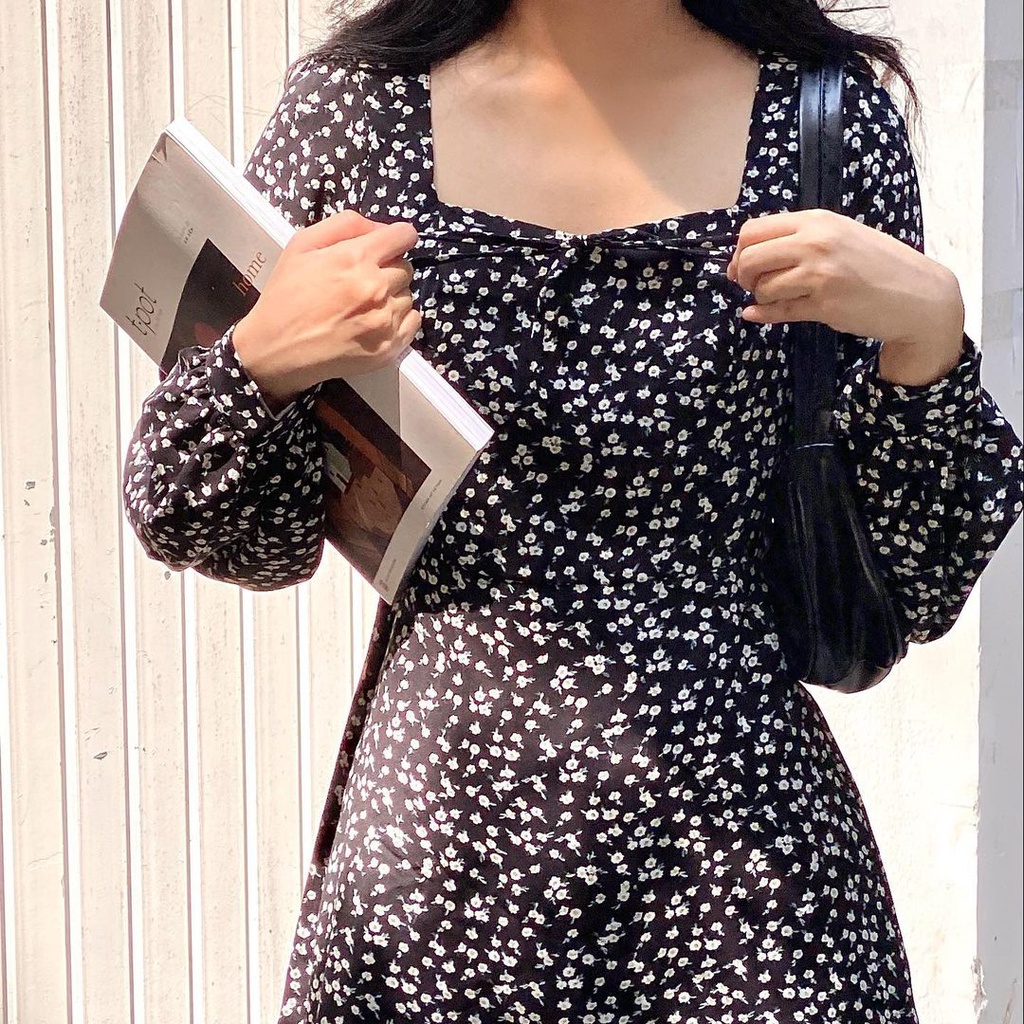 [Ảnh thật-video] Váy hoa nhí dài tay phối đuôi bèo Lichi Dress. | BigBuy360 - bigbuy360.vn