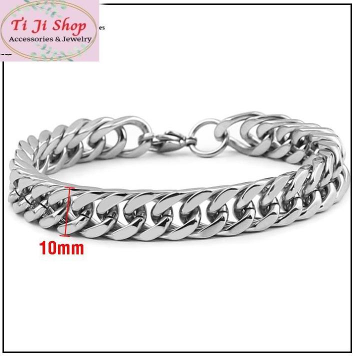 Lắc Tay Inox Nam Kiểu Lặc Đôi Vuông