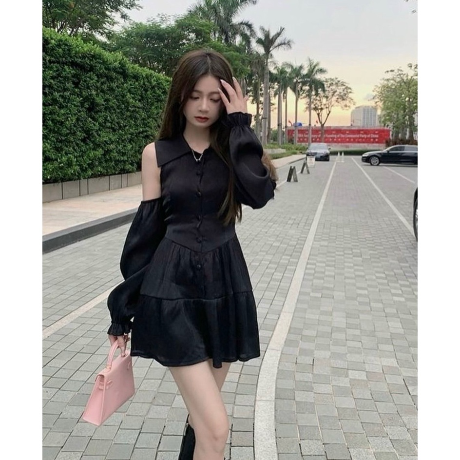 Đầm babydoll đan dây sau Cari